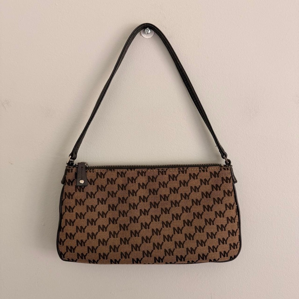 Y2K BROWN NEW YORK & COMPANY MONOGRAM MINI SHOULDER BAG